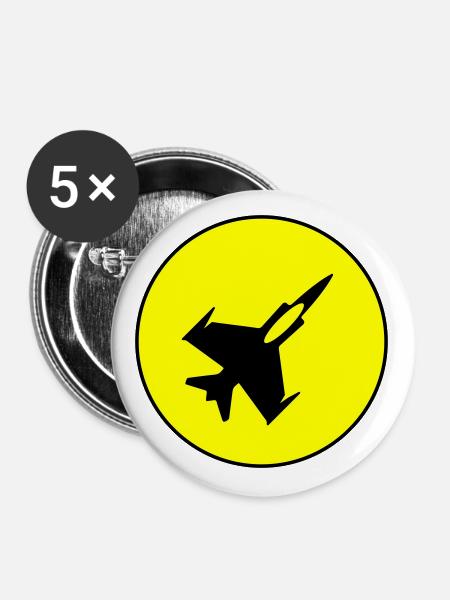 Flugzeug jet symbol - Buttons groß 56 mm (5er Pack) - Weiß