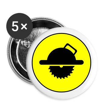 Silhouette du symbole de la scie circulaire à la main - Lot de 5 grands badges (56 mm) - blanc - Devant