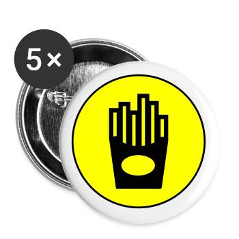 Français symbole de restauration rapide frites - Lot de 5 grands badges (56 mm) - blanc - Devant