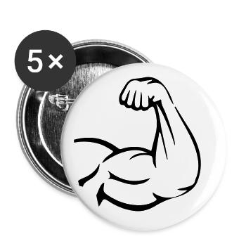Muscles du bras biceps - Lot de 5 grands badges (56 mm) - blanc - Devant