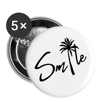 Smile Schrift Design mit Palmen Illustration - Buttons groß 56 mm (5er Pack) - Weiß - Vorne