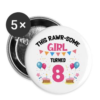 Parasaurolophus Kids Dinosaur Birthday - Buttons large 2.2''/56 mm (5-pack) - white - Front