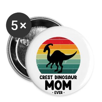 Paleontology Teacher and Parasaurolophus Motif - Buttons large 2.2''/56 mm (5-pack) - white - Front