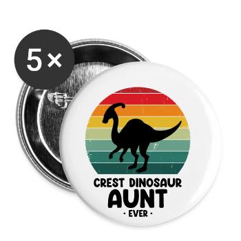 Paleontology Teacher and Parasaurolophus Motif - Buttons large 2.2''/56 mm (5-pack) - white - Front