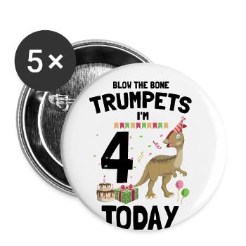 Parasaurolophus for dinosaurs and fosil hunters - Buttons large 2.2''/56 mm (5-pack) - white - Front