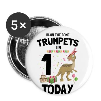 Parasaurolophus for dinosaurs and fosil hunters - Buttons large 2.2''/56 mm (5-pack) - white - Front