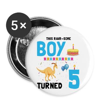 Parasaurolophus Boys Design Birthday Party - Buttons large 2.2''/56 mm (5-pack) - white - Front