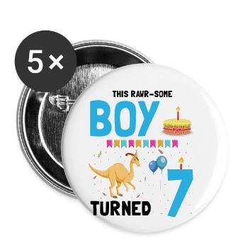 Parasaurolophus Boys Design Birthday Party - Buttons large 2.2''/56 mm (5-pack) - white - Front