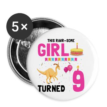 Parasaurolophus Boys Design Birthday Party - Buttons large 2.2''/56 mm (5-pack) - white - Front