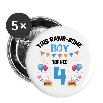 Parasaurolophus Boys Design Birthday Party - Buttons large 2.2''/56 mm (5-pack) - white - Front