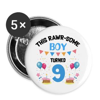 Parasaurolophus Boys Design Birthday Party - Buttons large 2.2''/56 mm (5-pack) - white - Front
