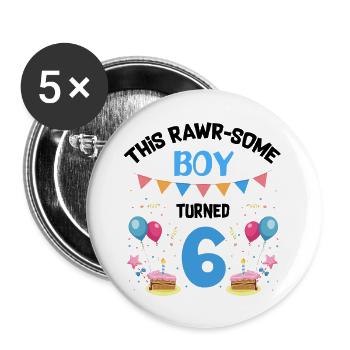 Parasaurolophus Boys Design Birthday Party - Buttons large 2.2''/56 mm (5-pack) - white - Front