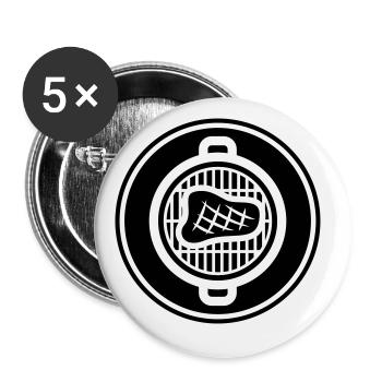 Steak Fleisch - Buttons groß 56 mm (5er Pack) - Weiß - Vorne