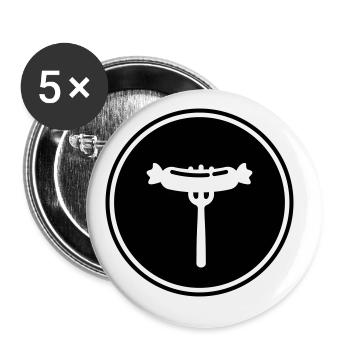 Icône de viande Bratwurst - Lot de 5 grands badges (56 mm) - blanc - Devant