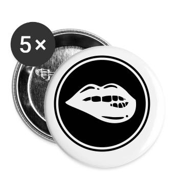 Symbole de lèvre - Lot de 5 grands badges (56 mm) - blanc - Devant