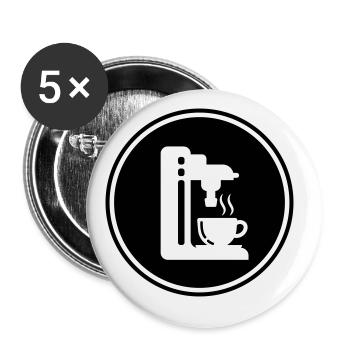 Symbole de machine à café - Lot de 5 grands badges (56 mm) - blanc - Devant