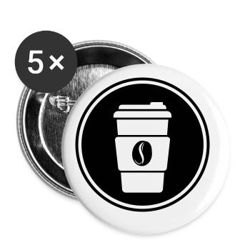 Coffee Symbol - Buttons large 2.2''/56 mm (5-pack) - white - Front