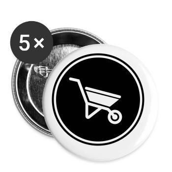 Schubkarre Symbol - Buttons groß 56 mm (5er Pack) - Weiß - Vorne