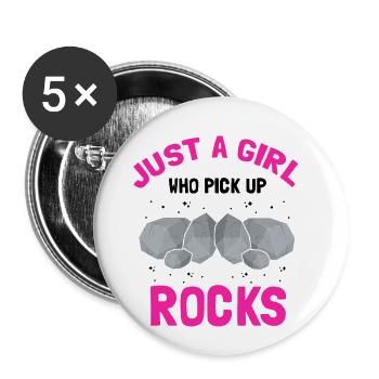 Recherche sur les roches et conception de roches à quartz - Lot de 5 grands badges (56 mm) - blanc - Devant