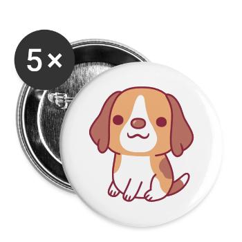 Süßer kleiner Beagle Hund Welpe - Buttons groß 56 mm (5er Pack) - Weiß - Vorne