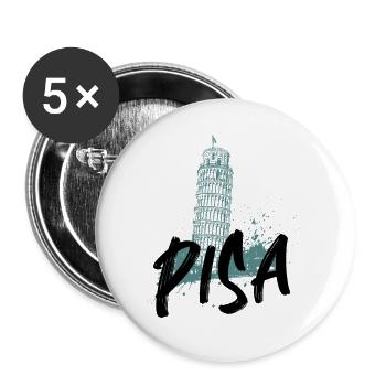 Pisa Italy hometown, tourism tour of Pisa - Buttons large 2.2''/56 mm (5-pack) - white - Front