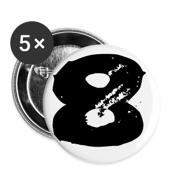 8 Maillot numéro - Lot de 5 grands badges (56 mm) - blanc - Devant