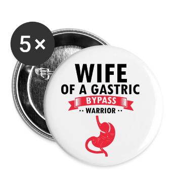 Magenbypass und Magenbypass Operation Design - Buttons groß 56 mm (5er Pack) - Weiß - Vorne