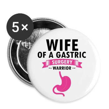 Magenbypass und Magenbypass Operation Design - Buttons groß 56 mm (5er Pack) - Weiß - Vorne