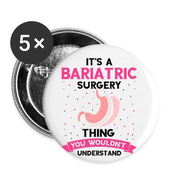 Gastric Bypass and Gastric Bypass Operation Design - Buttons large 2.2''/56 mm (5-pack) - white - Front