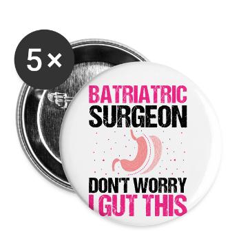 Magenoperation Design für Magenbypass Patient - Buttons groß 56 mm (5er Pack) - Weiß - Vorne
