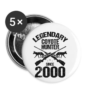 Kojotentöter und Kojotenjagd auf Wildtiere - Buttons groß 56 mm (5er Pack) - Weiß - Vorne