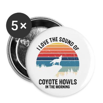 Capture de coyotes et conception de chasseur de coyotes - Lot de 5 grands badges (56 mm) - blanc - Devant