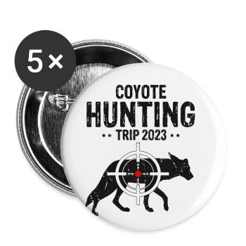 Coyote Hunter Design for Coyote Hunting - Buttons large 2.2''/56 mm (5-pack) - white - Front