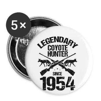 Conception de chasseur de coyote pour la chasse au coyote - Lot de 5 grands badges (56 mm) - blanc - Devant