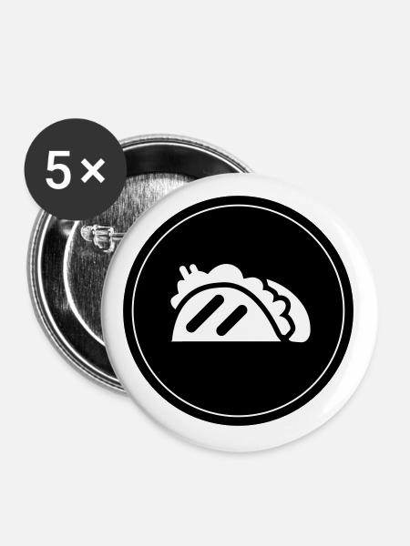 Tacos Foodie - Buttons groß 56 mm (5er Pack) - Weiß