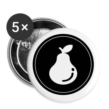 Birne Obst - Buttons groß 56 mm (5er Pack) - Weiß - Vorne