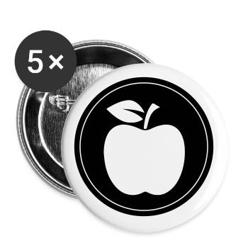 Apfel Symbol - Buttons groß 56 mm (5er Pack) - Weiß - Vorne