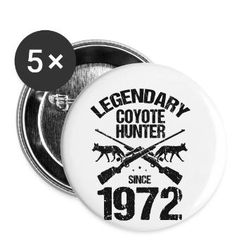 Conception de chasseur de coyote pour la chasse au coyote - Lot de 5 grands badges (56 mm) - blanc - Devant