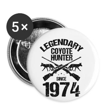 Capture de coyotes et conception de chasseur de coyotes - Lot de 5 grands badges (56 mm) - blanc - Devant