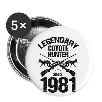 Kojotenjäger Design für Kojotenjagd - Buttons groß 56 mm (5er Pack) - Weiß - Vorne