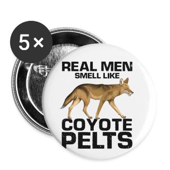 Conception de chasseur de coyote pour la chasse au coyote - Lot de 5 grands badges (56 mm) - blanc - Devant