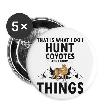 Coyote Capture and Coyote Hunter Design - Buttons large 2.2''/56 mm (5-pack) - white - Front