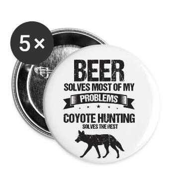 Conception de coyote pour les réacteurs de coyote - Lot de 5 grands badges (56 mm) - blanc - Devant