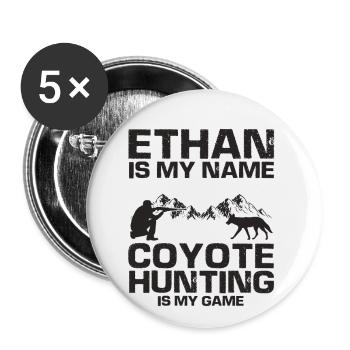 Coyote Capture and Coyote Hunter Design - Buttons large 2.2''/56 mm (5-pack) - white - Front