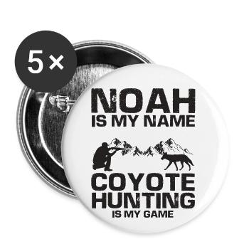 Kojotenjäger Design für Kojotenjagd - Buttons groß 56 mm (5er Pack) - Weiß - Vorne