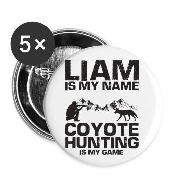 Capture de coyotes et conception de chasseur de coyotes - Lot de 5 grands badges (56 mm) - blanc - Devant
