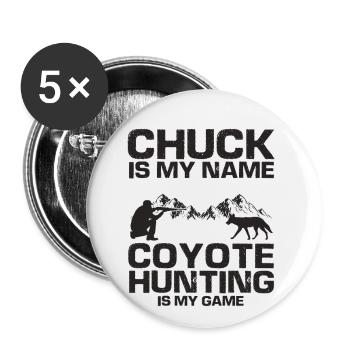Capture de coyotes et conception de chasseur de coyotes - Lot de 5 grands badges (56 mm) - blanc - Devant