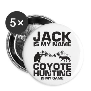 Conception de coyote pour les réacteurs de coyote - Lot de 5 grands badges (56 mm) - blanc - Devant