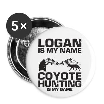 Capture de coyotes et conception de chasseur de coyotes - Lot de 5 grands badges (56 mm) - blanc - Devant