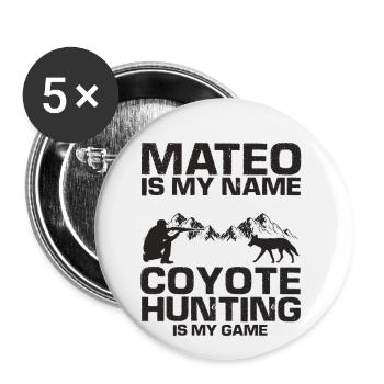 Capture de coyotes et conception de chasseur de coyotes - Lot de 5 grands badges (56 mm) - blanc - Devant